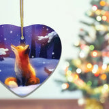 🦊✨ Fox in Snow Forest Ornament – Majestic Fairytale Charm