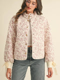 🌸 Floral Quilted Jacket with Ribbon Detail