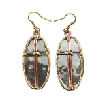 ✨ Mixed Metal Cross Oval Earrings