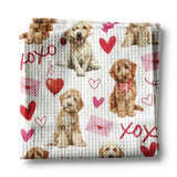🌸 Valentine Doodle Dog Waffle Weave Kitchen Towel 🌸