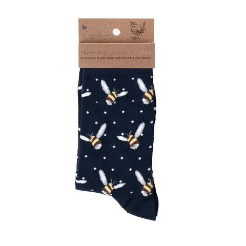 🐝 Sweet Briar Busy Bee Bamboo Socks – Navy