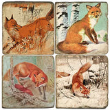 🦊 Sly Fox – Tumbled Marble Coasters (Set of 4)
