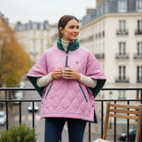 💗🌿 Quilted Short-Sleeve Puffer Poncho Pullover