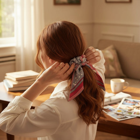 🎀 Sweet Briar Bridle Hair Scrunchie – Pink Elegance