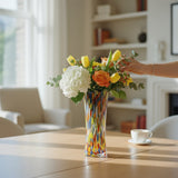 🌈 Murano Glass Bud Vase – Pink Confetti Swirl