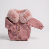 💗 Fur Collar Rosy Cardigan Sweater – Baby & Toddler
