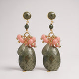 ✨ Pyrite & Pink Drop Earrings – French Flair Collection