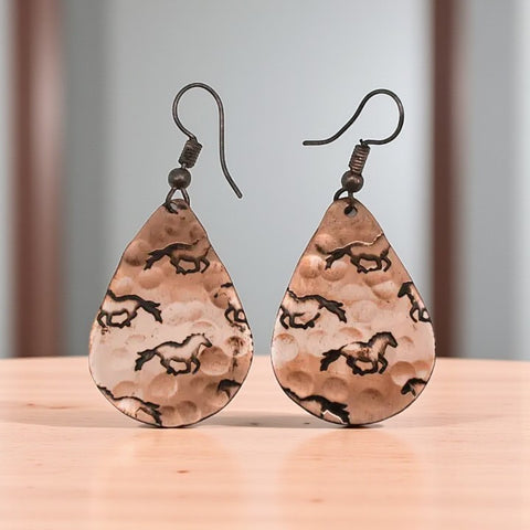 ✨ Horses Copper Engraved Earrings