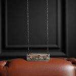 ✨ Pewter Necklace – Running Horses in Rectangle