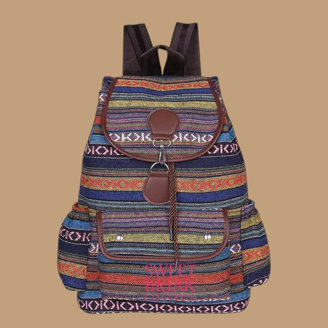 🎒 Boho Vintage Canvas Backpack – SBC Edition-Yellow