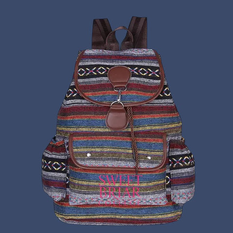 🎒 Boho Vintage Canvas Backpack – SBC Edition-Green