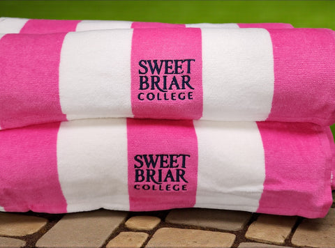 🌸 Tropical Pink Cabana Stripe Beach Towel