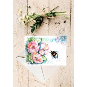 Bee and Roses Art Card