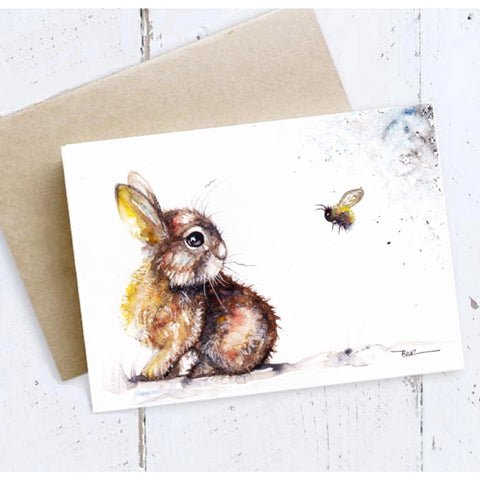 Rabbit and Bee Art Card