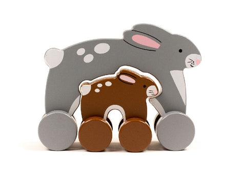 Bunny Mommy & Baby Wooden Roller
