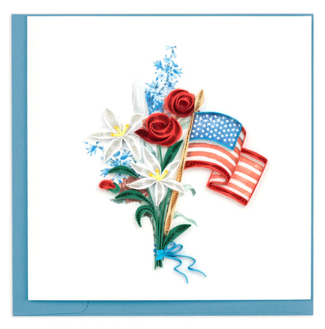 Card Quilling Memorial Day Flowers