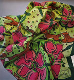 Silk Scarf - Vixen Racer in Pink and Green
